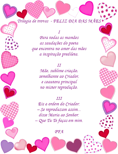 Trilogia de trovas  - FELIZ DIA DAS MÃES